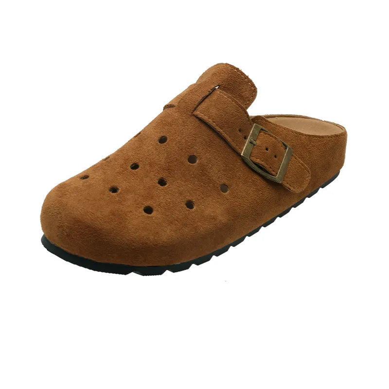 Hollow Out Buckle Strap Slip-Ons