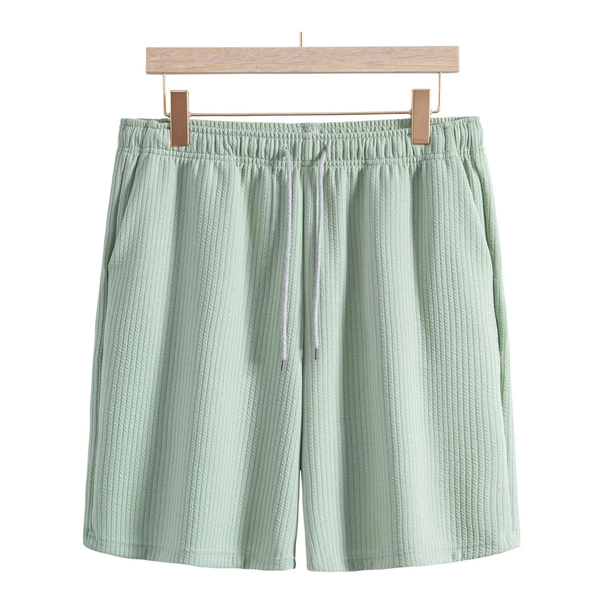 Casual Textured Drawstring Shorts