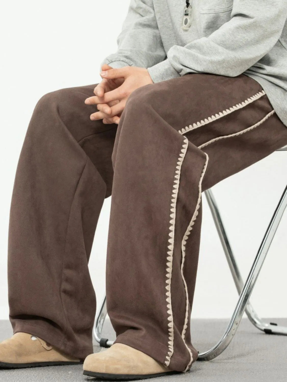 Stitch Drawstring Wide Leg Pants