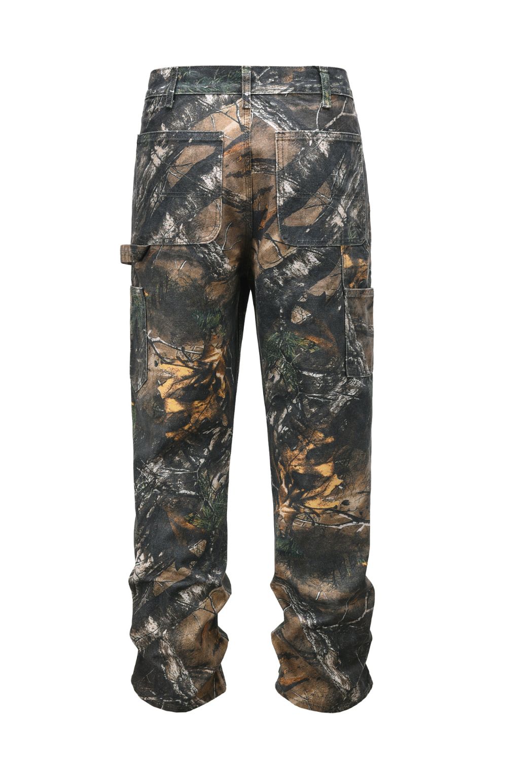 Camouflage Leaf-Print Cargo Jeans