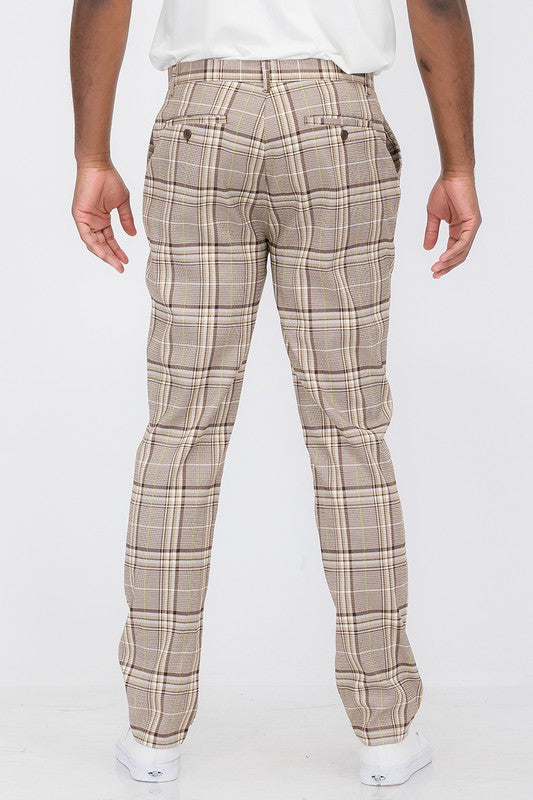 Plaid Trouser Pants Tan