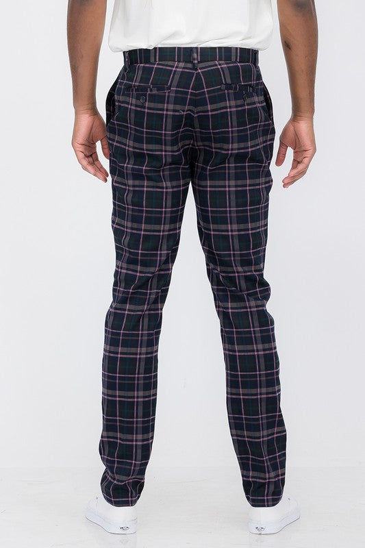 Plaid Trouser Pants Navy