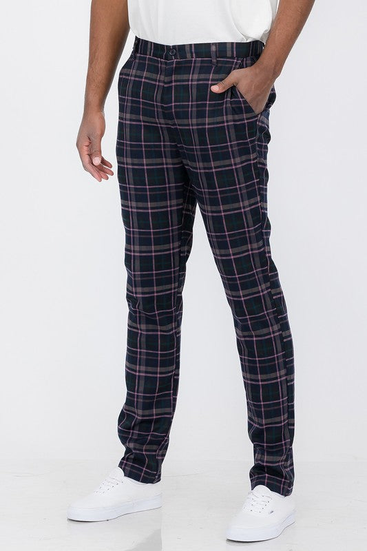 Plaid Trouser Pants Navy