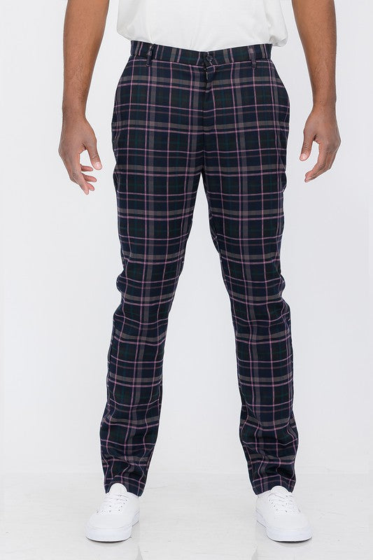 Plaid Trouser Pants Navy