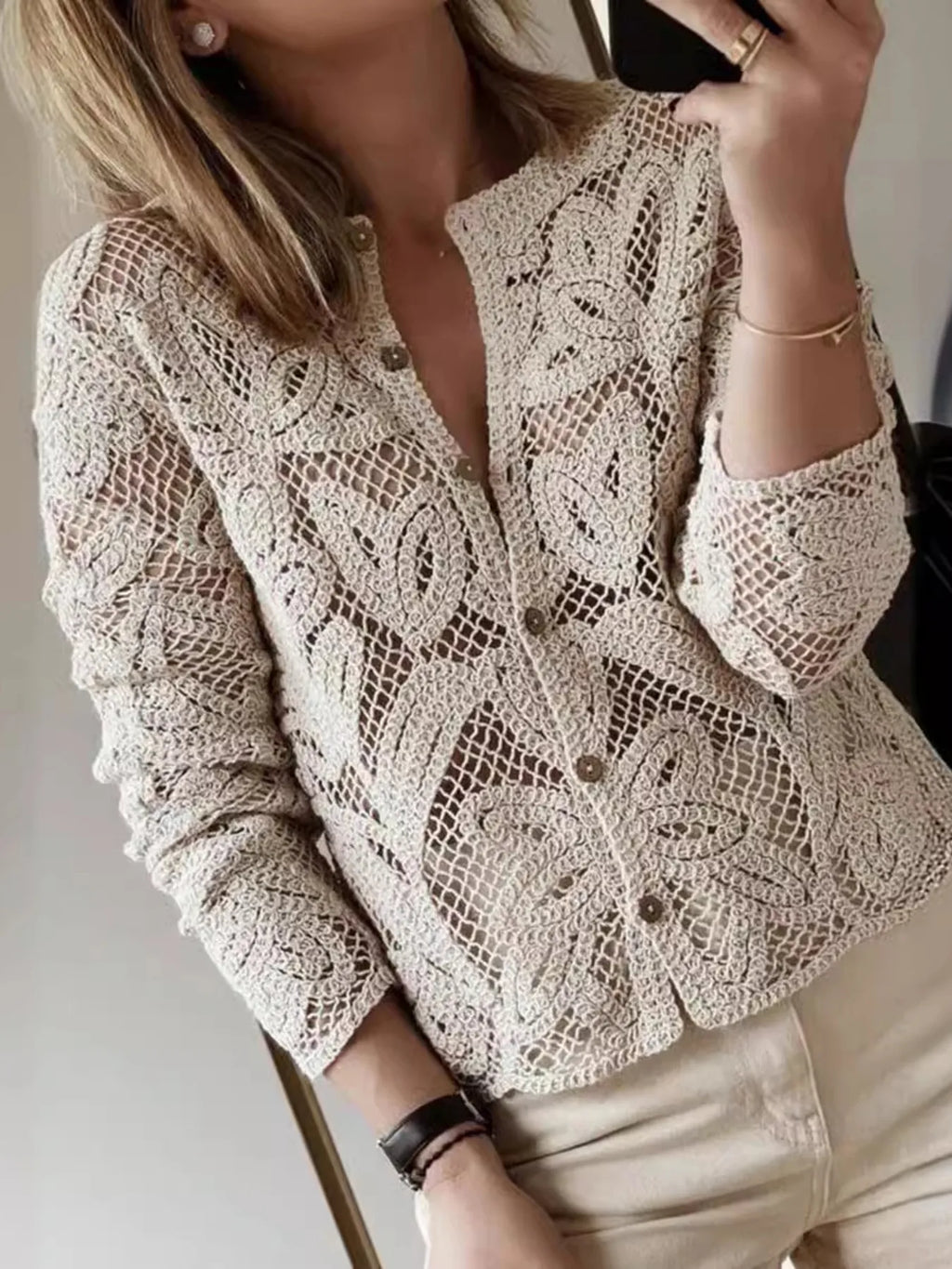 Kora Lace Button-Up Shirt
