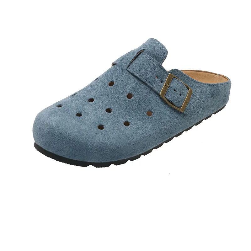 Hollow Out Buckle Strap Slip-Ons