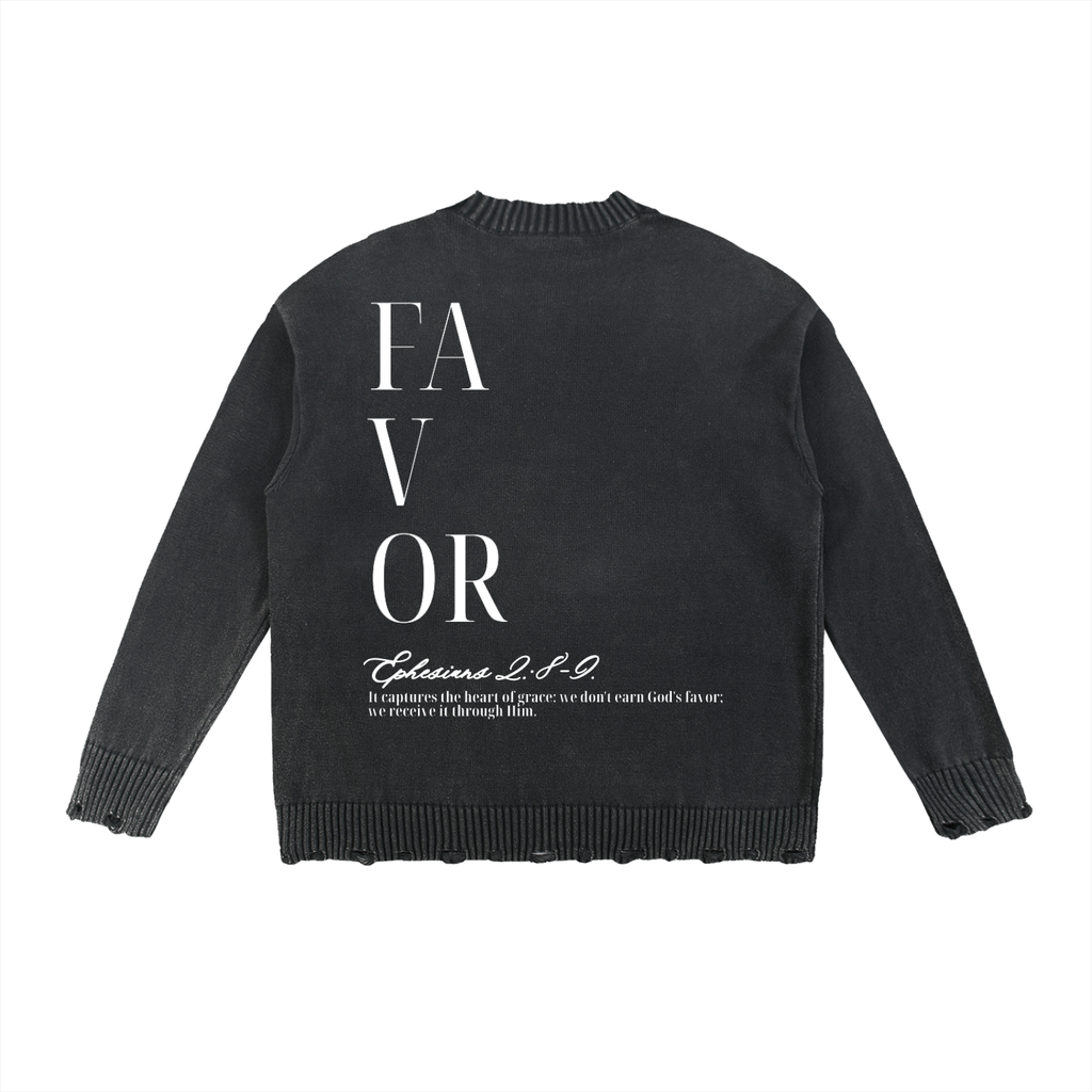 Unmerited Favor Frayed Sweater
