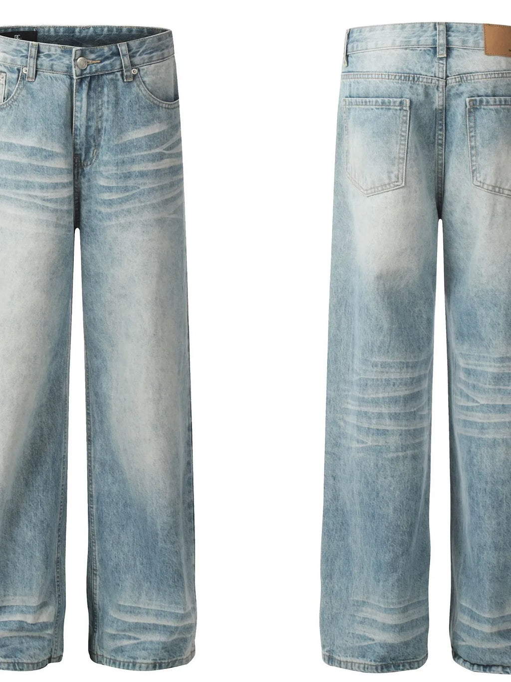 High-Waist Wide Leg Vintage Wash Jeans