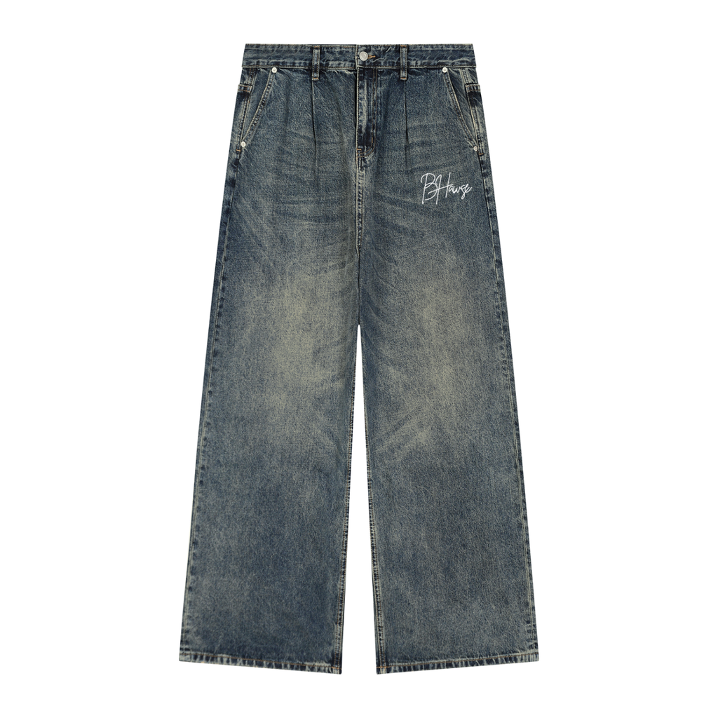 BHawse Men's Vintage Wash Denim Jeans