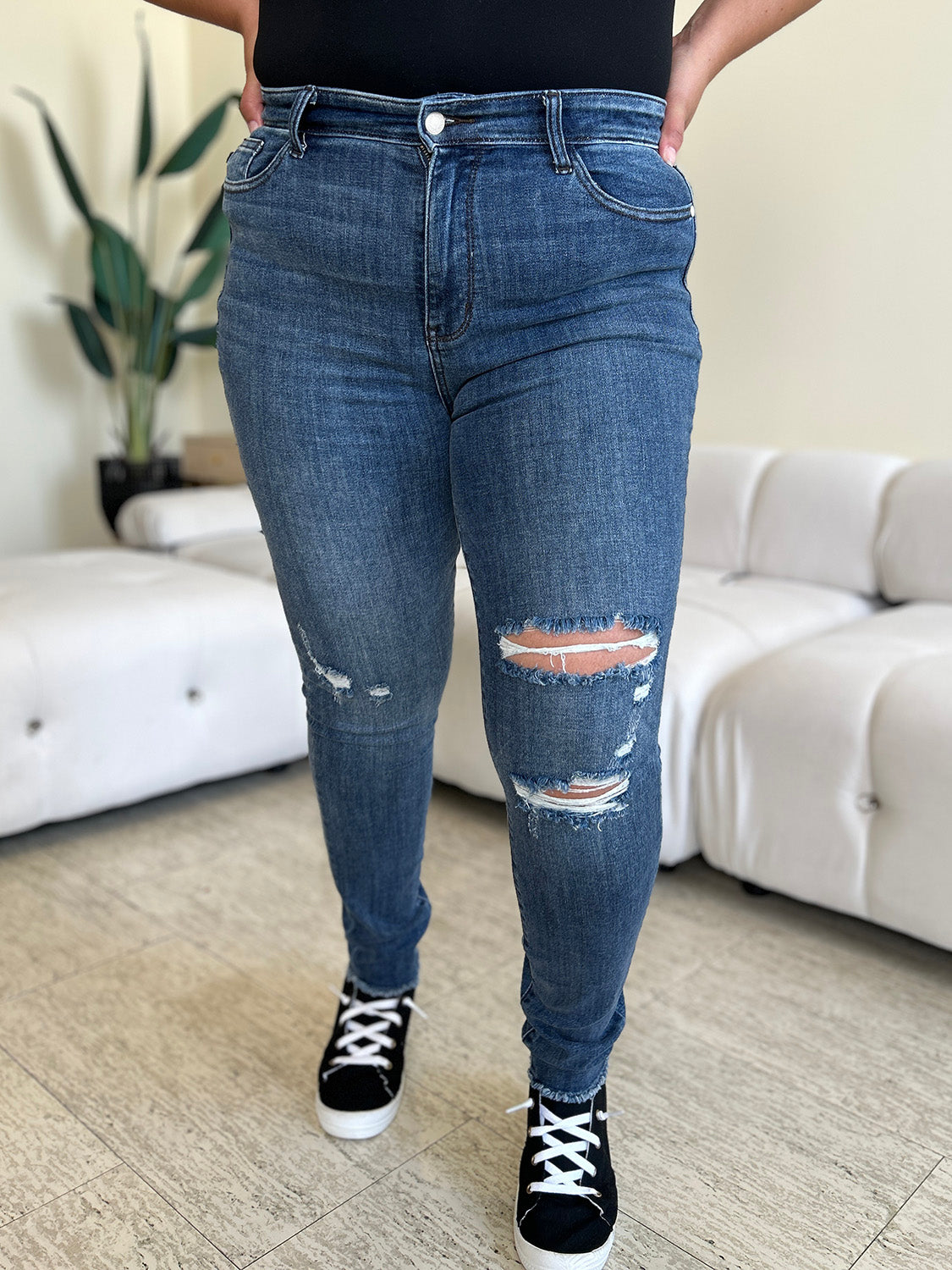 CG High Waist Distressed Skinny Jeans