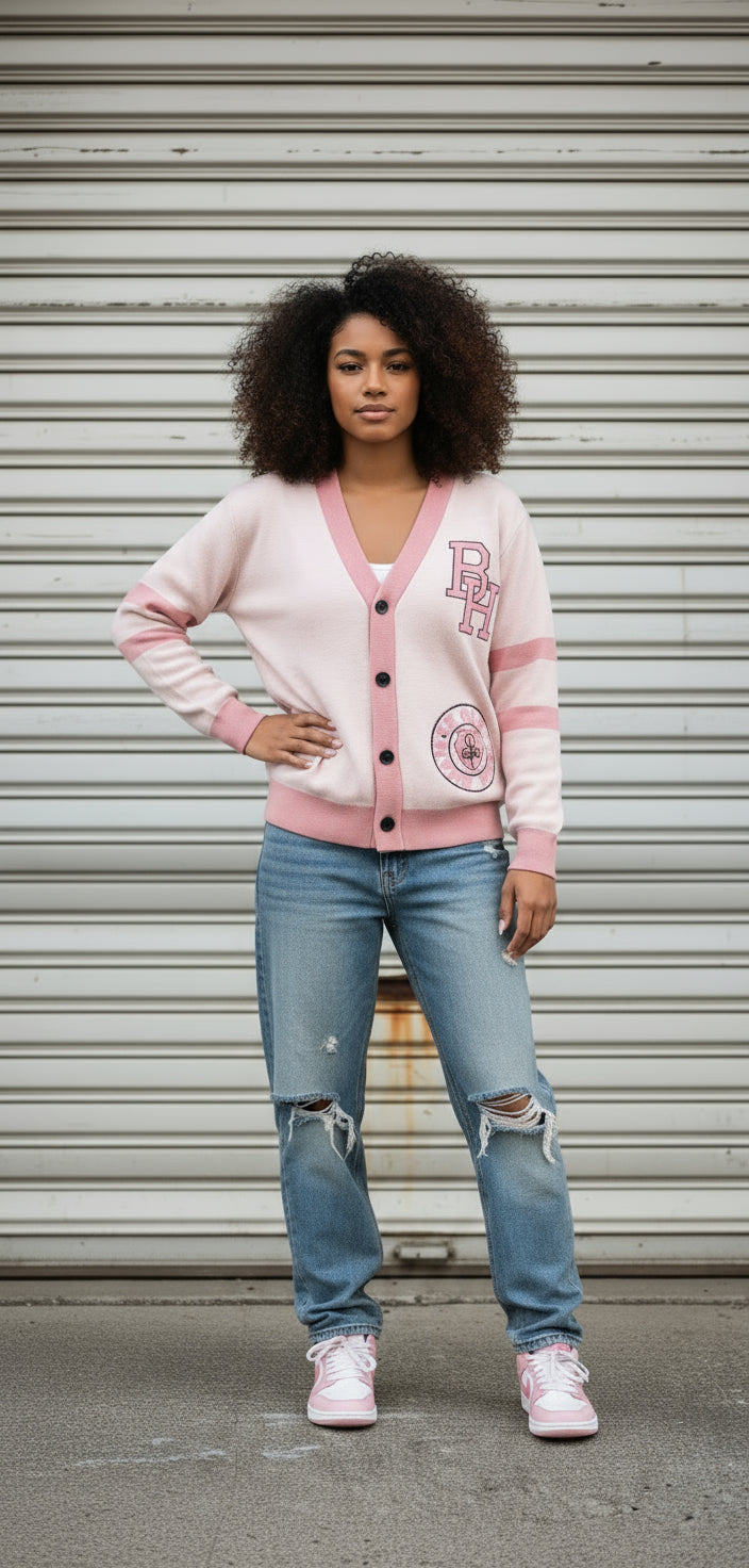 BH Varisty Cardigan Pink