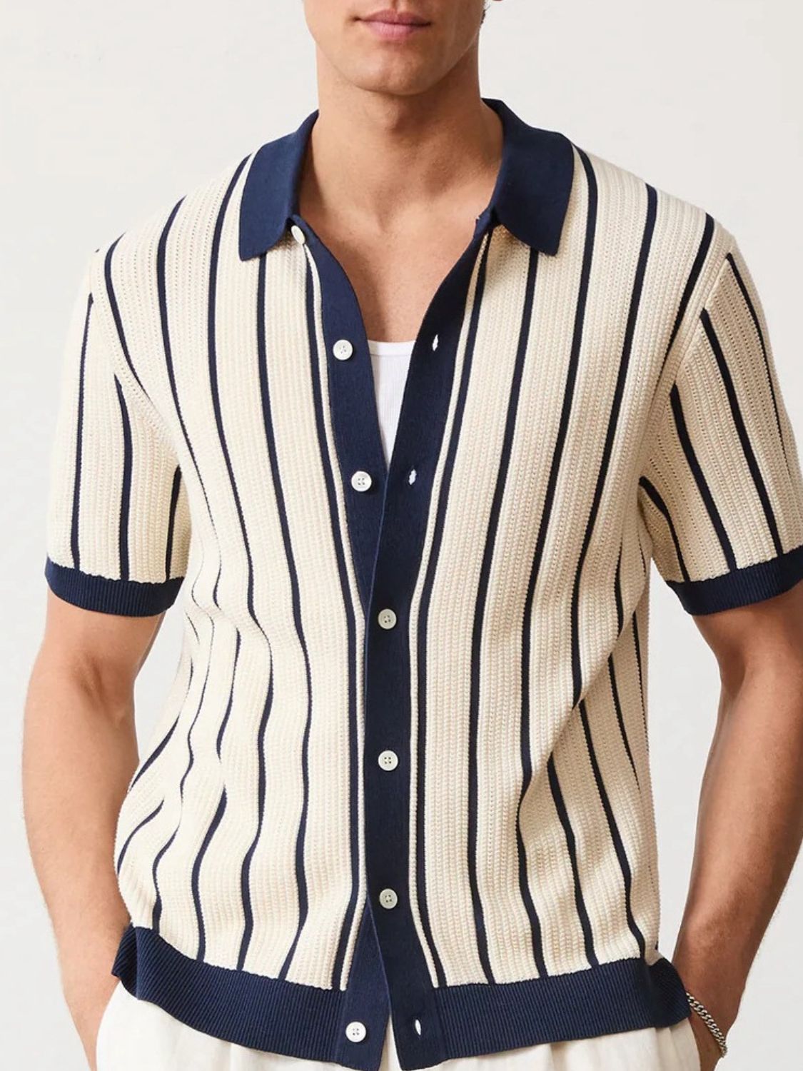 Striped Button Down Knit Shirt