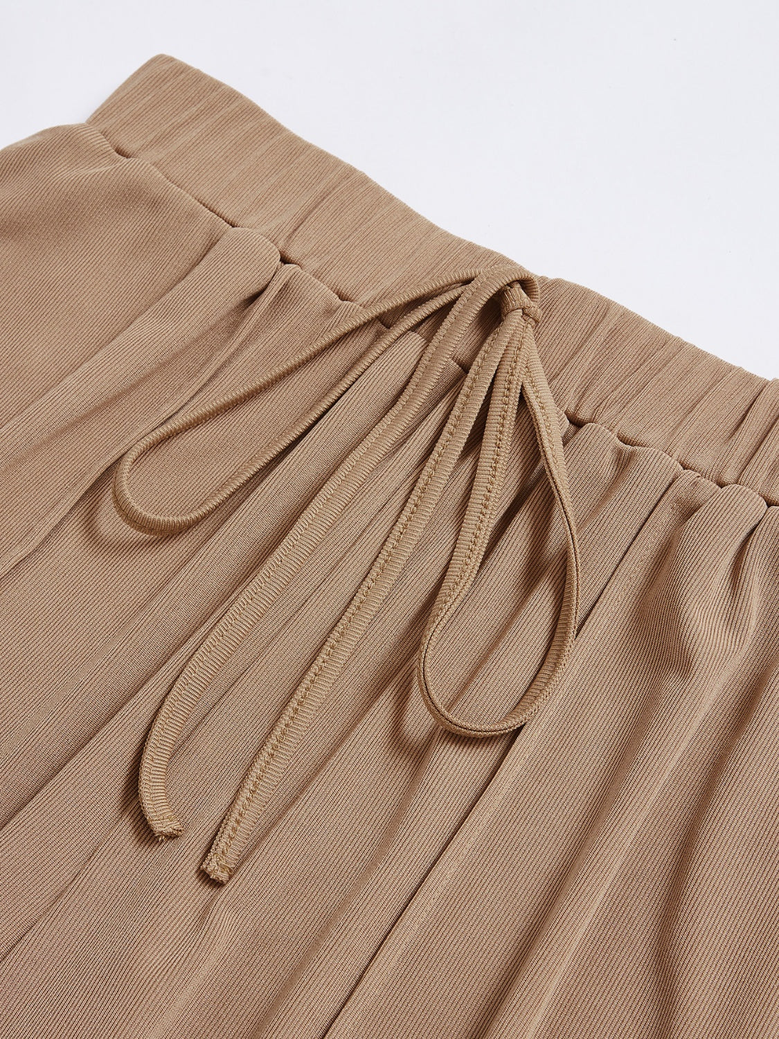 Camel Long Sleeve Top and Tied Pants Set