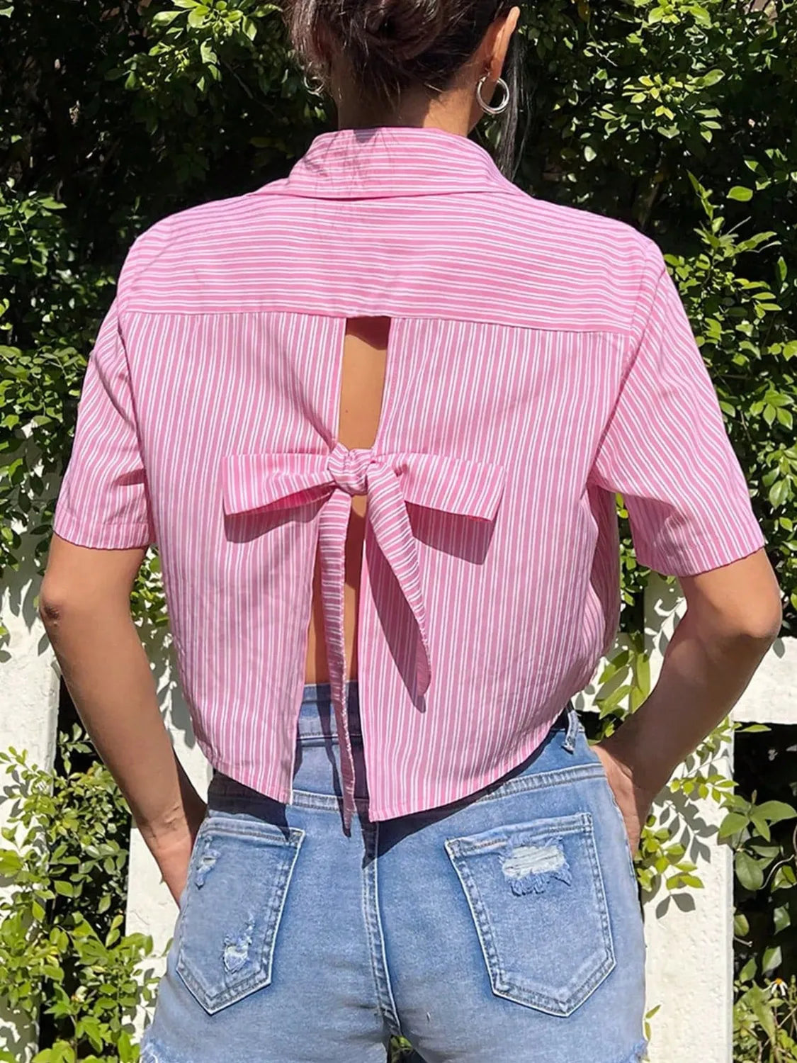 Bow Back Cropped Shirt