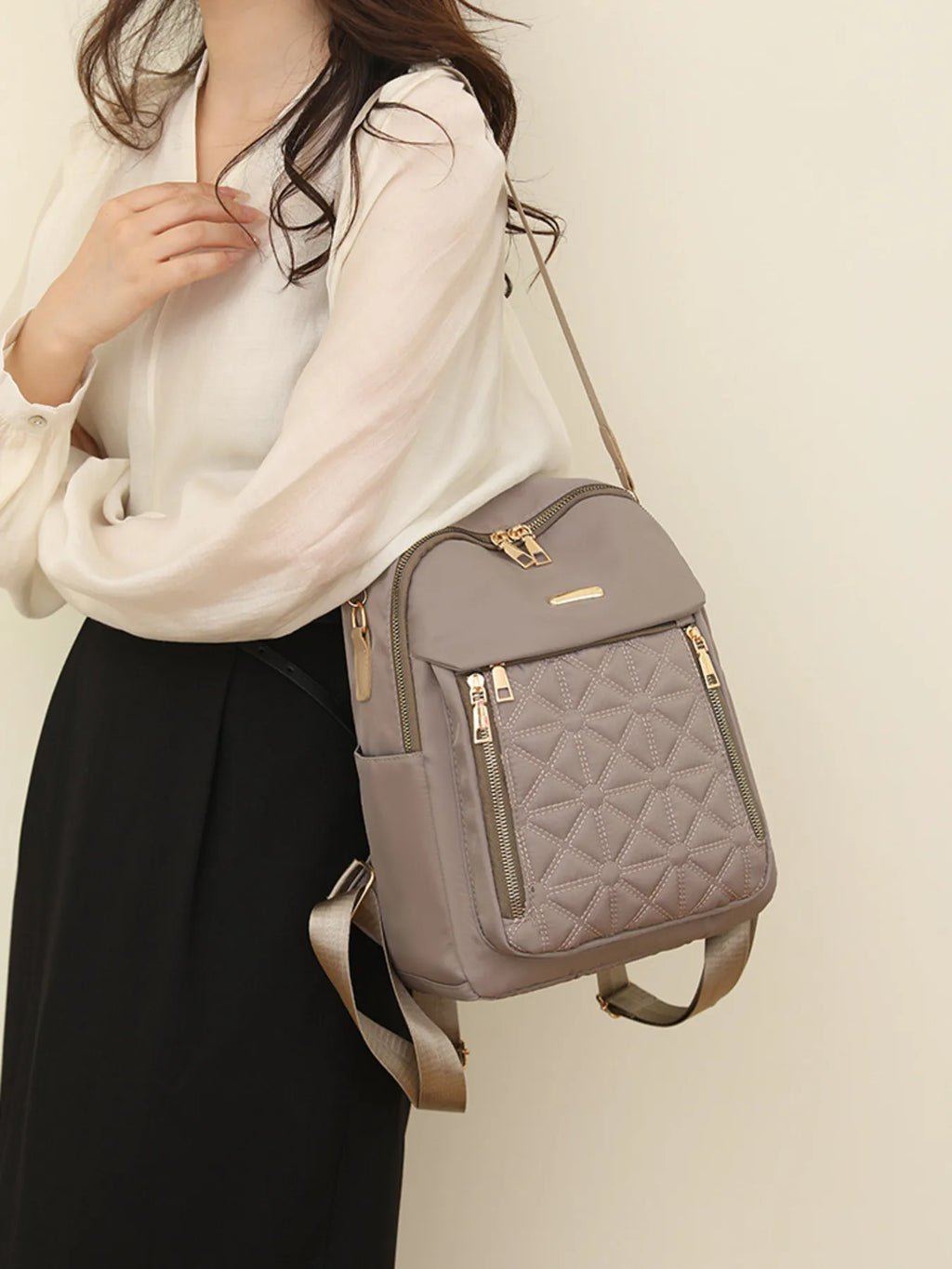 Quilted Oxford Cloth Backpack