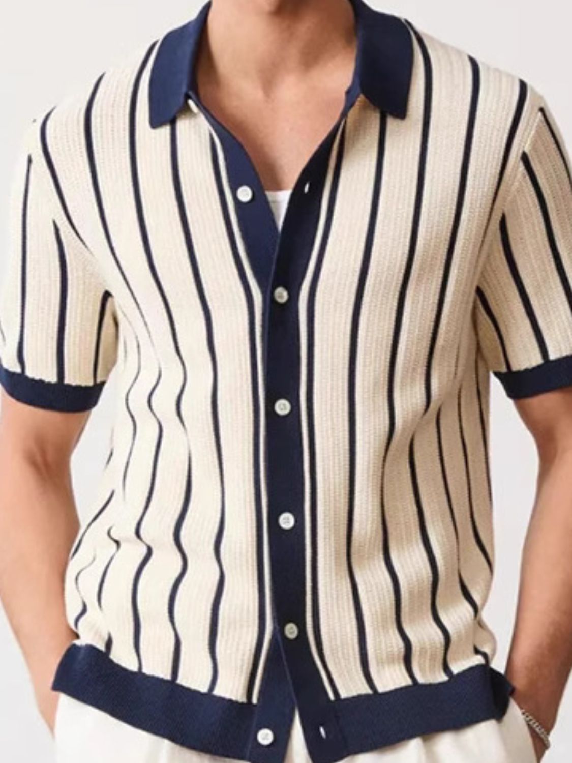 Striped Button Down Knit Shirt