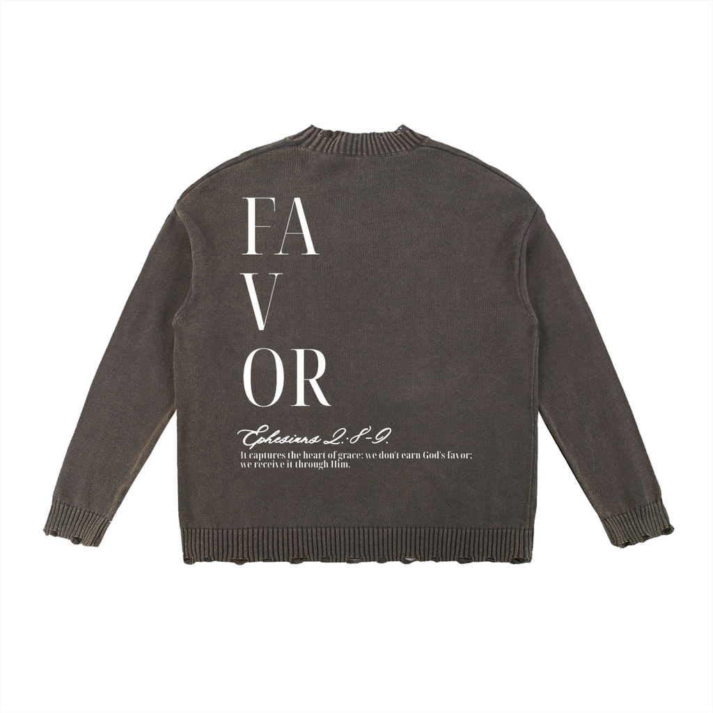 Unmerited Favor Frayed Sweater