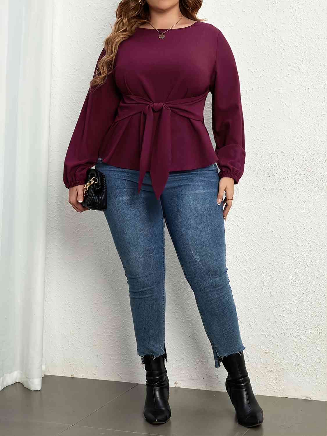 Casey Tie Front Long Sleeve Blouse