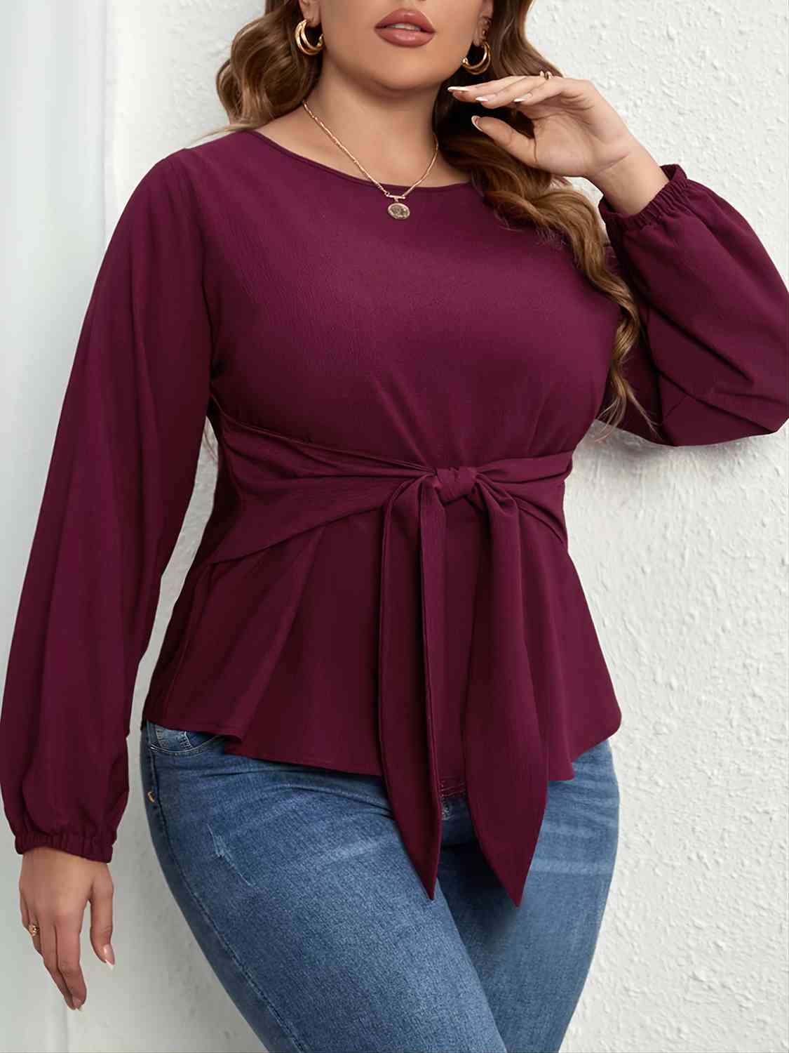 Casey Tie Front Long Sleeve Blouse