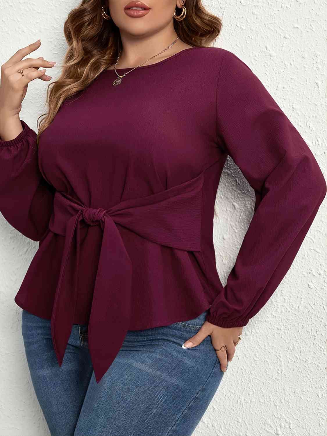 Casey Tie Front Long Sleeve Blouse